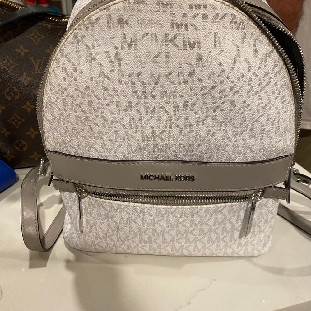 White michael kors backpack